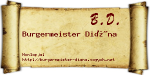 Burgermeister Diána névjegykártya