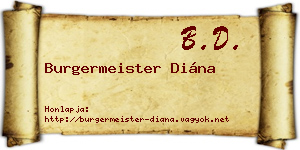Burgermeister Diána névjegykártya
